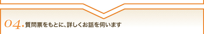 04質問票をもとに、詳しくお話を伺います