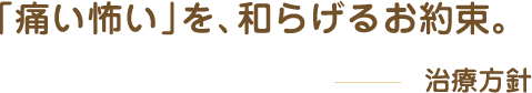 「痛い怖い」を、和らげるお約束。 治療方針